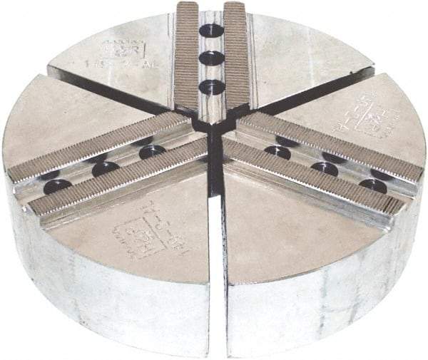 H & R Manufacturing - 12" Chuck Capacity, 1.5mm x 60° Serrated Attachment, Round Soft Lathe Chuck Jaw - 3 Jaws, Aluminum, 1.181" Btw Mount Hole Ctrs, 6" Long x 15" Wide x 2" High, 0.827" Groove, 16mm Fastener - Industrial Tool & Supply