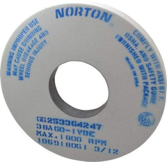 Norton - 14" Diam x 5" Hole x 1-1/2" Thick, I Hardness, 60 Grit Surface Grinding Wheel - Aluminum Oxide, Type 1, Medium Grade, 1,800 Max RPM, Vitrified Bond, No Recess - Industrial Tool & Supply