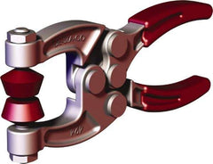 De-Sta-Co - 900 N Load Capacity, 1.08" Throat Depth, 4.63" OAL, Forged Alloy Steel, C Style Plier Clamp - 0.29" Max Jaw Capacity, M6 Spindle, 2.06" Open Throat Height, Red Handle, Spindle End - Industrial Tool & Supply
