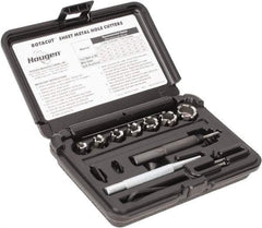 Hougen - 10 Piece, 5/16 to 3/4" Cutter Diam, 1/4" Cutting Depth, High Speed Steel Annular Cutter Set - Bright Finish, 3/8" Shank Diam, 5/16, 3/8, 7/16, 1/2, 9/16, 5/8, 3/4" Cutter Diams - Industrial Tool & Supply