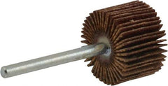 Merit Abrasives - 3/4" Diam x 1/2" Face Width, Fine Aluminum Oxide Coated Mounted Flap Wheel - 1/8" Shank Mount, 120 Grit, Cloth Backing, 35,000 Max RPM - Industrial Tool & Supply