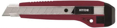 Hyde Tools - Snap Utility Knife - 18mm Blade, Red & Black Polystyrene (High Impact) Handle, 3 Blades Included - Industrial Tool & Supply