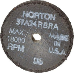 Norton - 3" Diam x 3/8" Hole x 3/8" Thick, R Hardness, 24 Grit Surface Grinding Wheel - Aluminum Oxide, Type 1, Very Coarse Grade, 18,080 Max RPM, No Recess - Industrial Tool & Supply