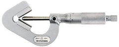 Mitutoyo - 0.05 to 0.6 Inch Measurement, 0.001 Inch Graduation, Accuracy Up to 0.0002 Inch, 3 Flutes Measured, Ratchet Stop Thimble, Mechanical V Anvil Micrometer - 6.35mm Spindle Diameter, Carbide, 23.46mm Throat Depth - Industrial Tool & Supply