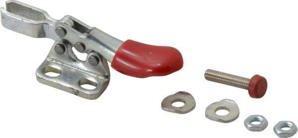 De-Sta-Co - 60 Lb Holding Capacity, Horizontal Handle, Manual Hold Down Toggle Clamp - 80° Handle Movement, 90° Bar Opening, U-Bar, Left Flanged Base, Electro-Plated Zinc, Carbon Steel - Industrial Tool & Supply