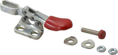 De-Sta-Co - 60 Lb Holding Capacity, Horizontal Handle, Manual Hold Down Toggle Clamp - 80° Handle Movement, 90° Bar Opening, U-Bar, Left Flanged Base, Electro-Plated Zinc, Carbon Steel - Industrial Tool & Supply