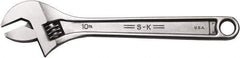 SK - 1-1/8" Jaw Capacity, 10" Standard Adjustable Wrench - Steel, Chrome Finish, 10" OAL - Industrial Tool & Supply