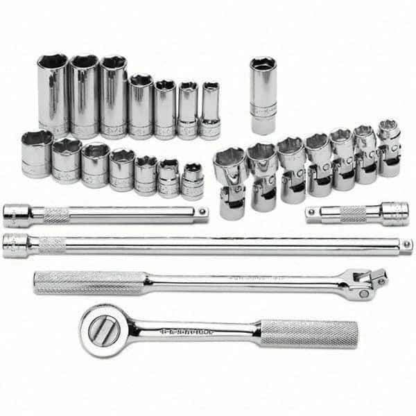 SK - 3/8" Drive Standard Deep Socket Set - 3/8 to 3/4", Inch Measurement Standard - Industrial Tool & Supply