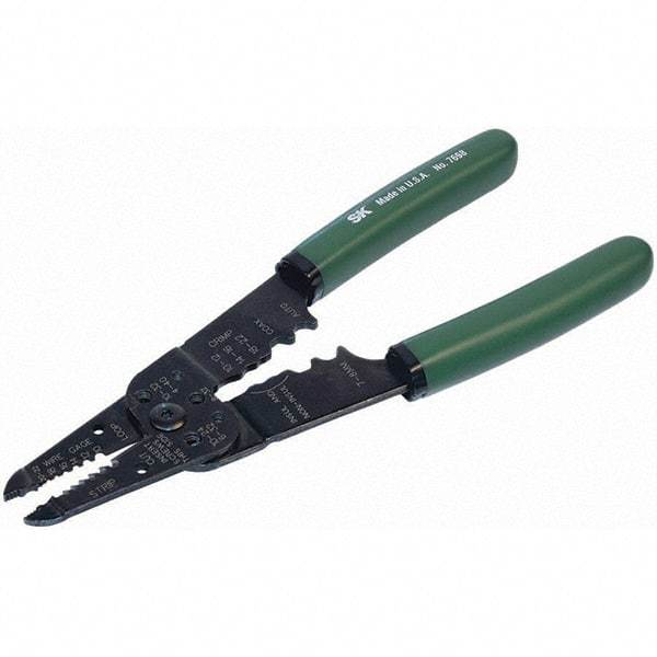 SK - Wire & Cable Strippers - 8" W/CUSHION GRIP CRIMPING/STRIPPING PLIER - Industrial Tool & Supply