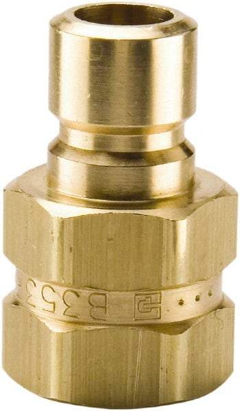 Parker - 1/4 NPTF Brass Hydraulic Hose Female Pipe Thread Nipple - 200 psi, 6 GPM, Series Moldmate - Industrial Tool & Supply