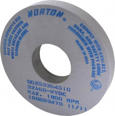 Norton - 14" Diam x 5" Hole x 2" Thick, K Hardness, 60 Grit Surface Grinding Wheel - Aluminum Oxide, Type 1, Medium Grade, 1,800 Max RPM, Vitrified Bond, No Recess - Industrial Tool & Supply