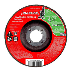 Cutoff Wheels; Wheel Type Number: Type 27; Wheel Diameter (Inch): 4-1/2; Wheel Thickness (Inch): 1/8; Hole Size: 7/8; Abrasive Material: Silicone Carbide Blend; Maximum Rpm: 13280.000; Hole Shape: Round; Wheel Color: Red