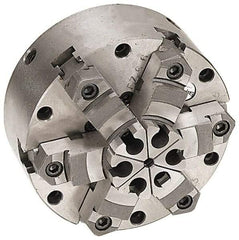 Pratt Burnerd America - 6 Jaws, 16" Diam, Self Centering Manual Lathe Chuck - Plain Back Mount Spindle, Adjustable, Reversible, 1,300 Max RPM, 4.56" Through Hole Diam, Forged Steel - Industrial Tool & Supply
