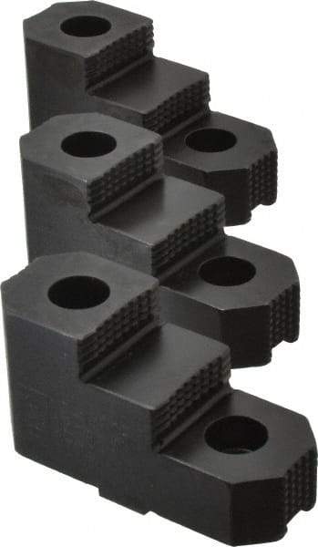 H & R Manufacturing - 10" Max Chuck Diam Compatibility, Mild Carburized Steel Tongue & Groove Hard Lathe Top Jaws - 2 Steps, 1/2" Groove Width, 1-3/4" Wide x 3.92" Long x 2-15/32" High - Industrial Tool & Supply