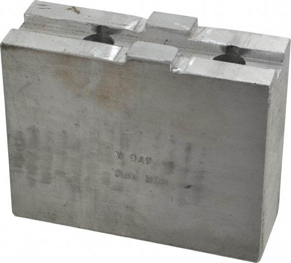 H & R Manufacturing - Tongue & Groove Attachment, Square Soft Lathe Chuck Jaw - Aluminum, 2.12" Btw Mount Hole Ctrs, 4-1/4" Long x 1-1/2" Wide x 3-3/8" High, 1/2" Groove - Industrial Tool & Supply