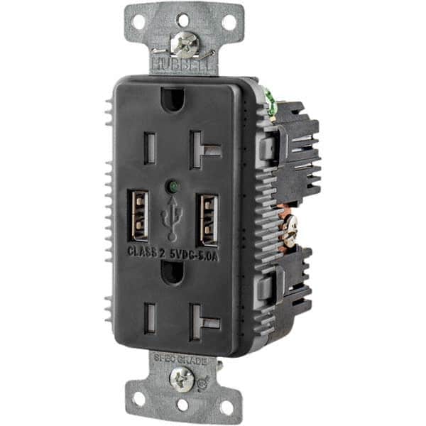 Hubbell Wiring Device-Kellems - USB Receptacles Number of USB Ports: 2 Number of Receptacles: 2 - Industrial Tool & Supply