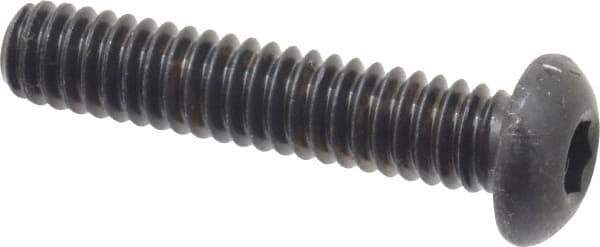 Made in USA - 1/4-20 UNC Hex Socket Drive, Button Screw - Alloy Steel, Black Oxide Finish, Fully Threaded, 1-1/4" Length Under Head - Industrial Tool & Supply