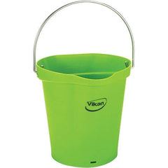 Vikan - 1-1/2 Gal, 7.1" High, Polypropylene Round Lime Green Single Pail with Pour Spout - Handle Included, 10" Top Diam - Industrial Tool & Supply