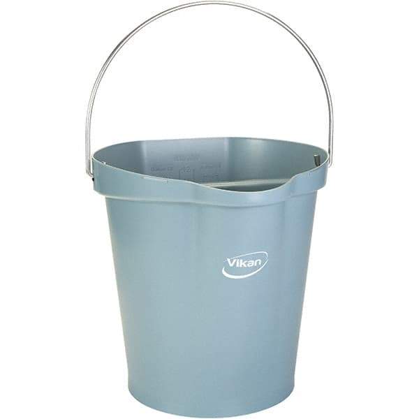 Vikan - 3 Gal, 12-1/2" High, Polypropylene Round Gray Single Pail with Pour Spout - Handle Included, 12.81" Top Diam - Industrial Tool & Supply