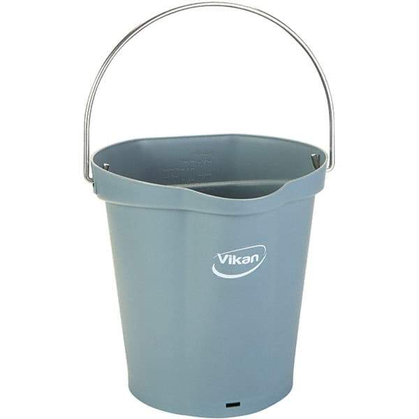 Vikan - 1-1/2 Gal, 7.1" High, Polypropylene Round Gray Single Pail with Pour Spout - Handle Included, 10" Top Diam - Industrial Tool & Supply
