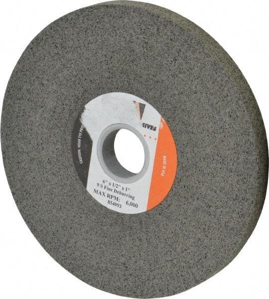 Standard Abrasives - 6" Diam, 1/2" Face Width, 1" Center Hole, Fine Grade, Silicon Carbide Deburring Wheel - Convolute, Hard Density 9 Grade, 6,000 RPM - Industrial Tool & Supply