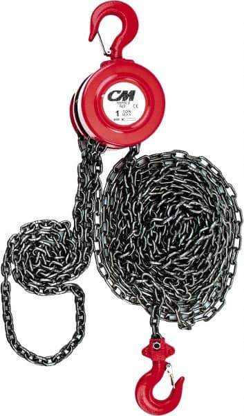 CM - 2,000 Lb Lifting Capacity, 15' Lift Height, Hand Hoist - Made from Chain, 37' Overhaul to Lift 1', 77 Lb Avg Pull to Lift Rated Load, 1 Chain - Industrial Tool & Supply
