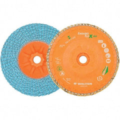 WALTER Surface Technologies - 40 Grit, 6" Disc Diam, 5/8-11 Center Hole, Type 27 Zirconia Alumina Flap Disc - 10,200 Max RPM, Polyester Backing, Arbor Attaching System, Coated - Industrial Tool & Supply