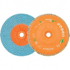 WALTER Surface Technologies - 40 Grit, 4-1/2" Disc Diam, 5/8-11 Center Hole, Type 27 Zirconia Alumina Flap Disc - 13,300 Max RPM, Polyester Backing, Arbor Attaching System, Coated - Industrial Tool & Supply