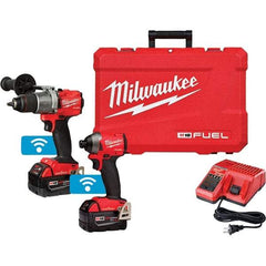 Milwaukee Tool - 18 Volt Cordless Tool Combination Kit - Includes 1/2" Drill/Driver & 1/4" Impact Driver, Lithium-Ion Battery Included - Industrial Tool & Supply