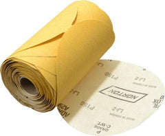 Norton - 6" Diam, 150 Grit Aluminum Oxide Adhesive PSA Disc - Medium Grade, Gold, C Weighted Backing, Flexible - Industrial Tool & Supply