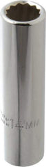 Proto - 1/2" Drive, Deep Hand Socket - 12 Points, 3-1/4" OAL, Chrome Finish - Industrial Tool & Supply