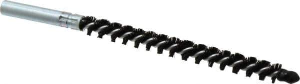 Schaefer Brush - 4" Brush Length, 3/8" Diam, Nylon Single Stem, Single Spiral Condenser Tube Brush - 6-1/4" Long, Nylon, 12-24 Female Connection - Industrial Tool & Supply