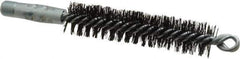 Schaefer Brush - 4-1/2" Brush Length, 1" Diam, Double Stem, Double Spiral Tube Brush - 7-1/2" Long, Tempered Steel Wire, 1/4" NPT Male Connection - Industrial Tool & Supply