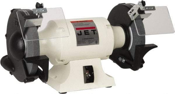 Jet - 10" Wheel Diam x 1" Wheel Width, 1-1/2 hp Grinder - 1" Arbor Hole Diam, 1 Phase, 1,725 Max RPM, 115 Volts - Industrial Tool & Supply