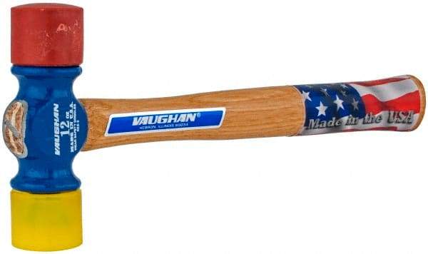 Vaughan Bushnell - 3/4 Lb Head 1-3/8" Face Carbon Steel Soft Face Split Head Hammer - 12-1/2" OAL, Wood Handle - Industrial Tool & Supply