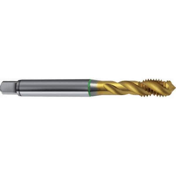 Guhring - M6x1.00 Metric 3 Flute 6H Modified Bottoming Spiral Flute Tap - High Speed Steel, TiN Finish, 80mm OAL, Right Hand Flute, Right Hand Thread, D11, Series 4311 - Exact Industrial Supply