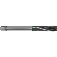 Guhring - M16x1.50 Metric 4 Flute 6H Bottoming Spiral Flute Tap - High Speed Steel, TiCN Finish, 100mm OAL, Right Hand Flute, Right Hand Thread, D4/D5, Series 4156 - Industrial Tool & Supply