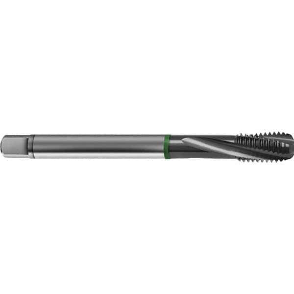 Guhring - M14x1.50 Metric 3 Flute 6H Bottoming Spiral Flute Tap - High Speed Steel, TiCN Finish, 100mm OAL, Right Hand Flute, Right Hand Thread, D4/D5, Series 4157 - Industrial Tool & Supply