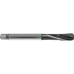 Guhring - M14x1.50 Metric 3 Flute 6H Bottoming Spiral Flute Tap - High Speed Steel, TiCN Finish, 100mm OAL, Right Hand Flute, Right Hand Thread, D4/D5, Series 4157 - Industrial Tool & Supply