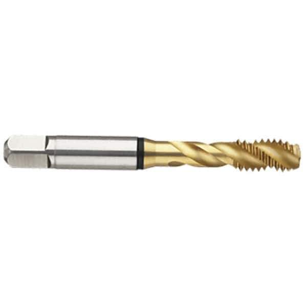 Guhring - #4-40 UNC 2B 2 Flute TiN Finish High Speed Steel Straight Flute Standard Hand Tap - Modified Bottoming, Right Hand Thread, 2.205" OAL, H2/H3 Limit - Exact Industrial Supply