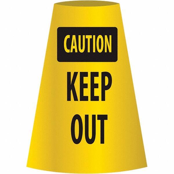 NMC - Caution - Keep Out, 21-3/4" Wide x 11" High, Polyethylene Floor Sign - Cone, Black on Yellow, For Restroom, Janitorial & Housekeeping - Industrial Tool & Supply