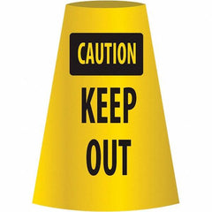 NMC - Caution - Keep Out, 21-3/4" Wide x 11" High, Polyethylene Floor Sign - Cone, Black on Yellow, For Restroom, Janitorial & Housekeeping - Industrial Tool & Supply