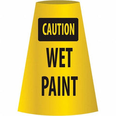 NMC - Caution - Wet Paint, 21-3/4" Wide x 11" High, Polyethylene Floor Sign - Cone, Black on Yellow, For Restroom, Janitorial & Housekeeping - Industrial Tool & Supply