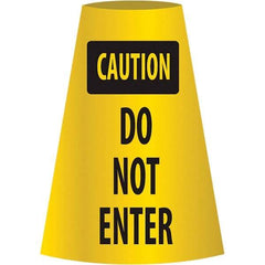 NMC - Caution - Do Not Enter, 21-3/4" Wide x 11" High, Polyethylene Floor Sign - Cone, Black on Yellow, For Restroom, Janitorial & Housekeeping - Industrial Tool & Supply