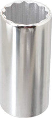 Proto - 1/4" Drive, Deep Hand Socket - 6 Points, 3-1/4" OAL, Chrome Finish - Industrial Tool & Supply