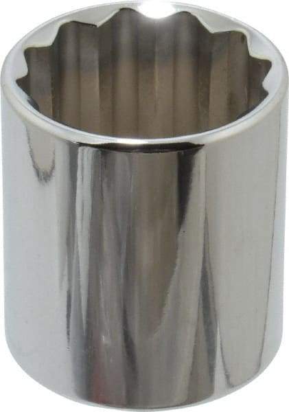Proto - 1/2" Drive, Standard Hand Socket - 12 Points, 1-25/32" OAL, Alloy Steel, Chrome Finish - Industrial Tool & Supply