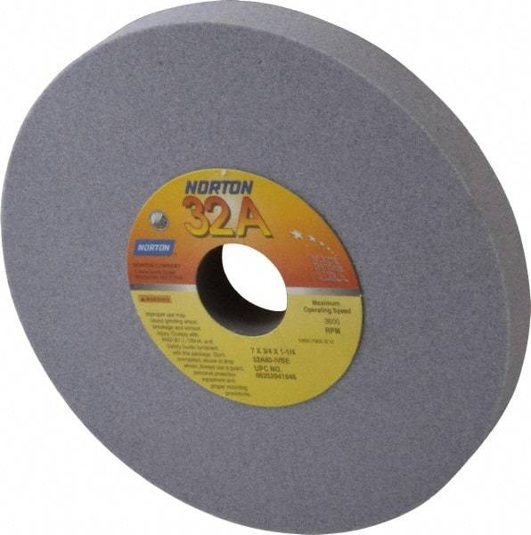 Norton - 7" Diam x 1-1/4" Hole x 3/4" Thick, I Hardness, 80 Grit Surface Grinding Wheel - Aluminum Oxide, Type 1, Medium Grade, 3,600 Max RPM, Vitrified Bond, No Recess - Industrial Tool & Supply