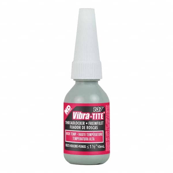 Vibra-Tite - 10 mL Bottle, Red, High Temp/High Strength Threadlocker - Industrial Tool & Supply