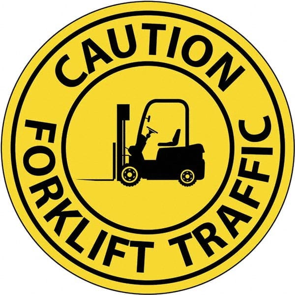 NMC - "Caution Forklift Traffic", 2-1/2" Wide x 2-1/2" High, Aluminum Safety Sign - Industrial Tool & Supply