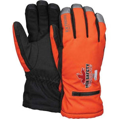 MCR Safety - Size L Synthetic Blend Work Gloves - For Cold Weather, Uncoated, Slip-On Cuff, Full Fingered, Orange, Paired - Industrial Tool & Supply